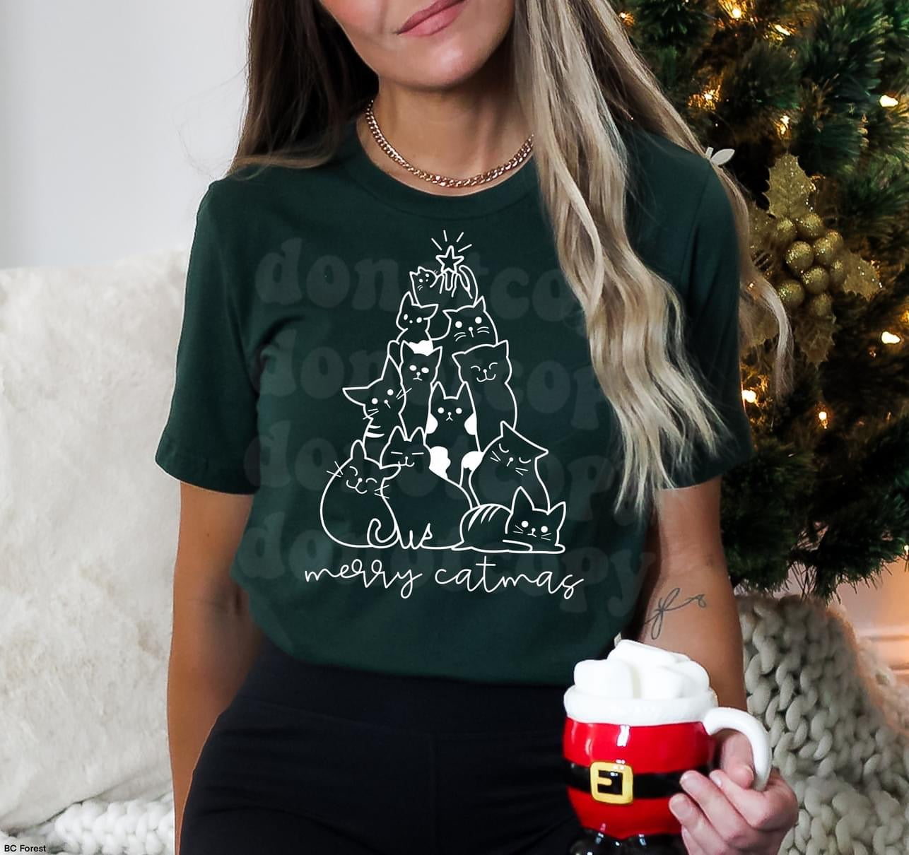 Cat Christmas Black Friday Short Sleeve Only Christmas green