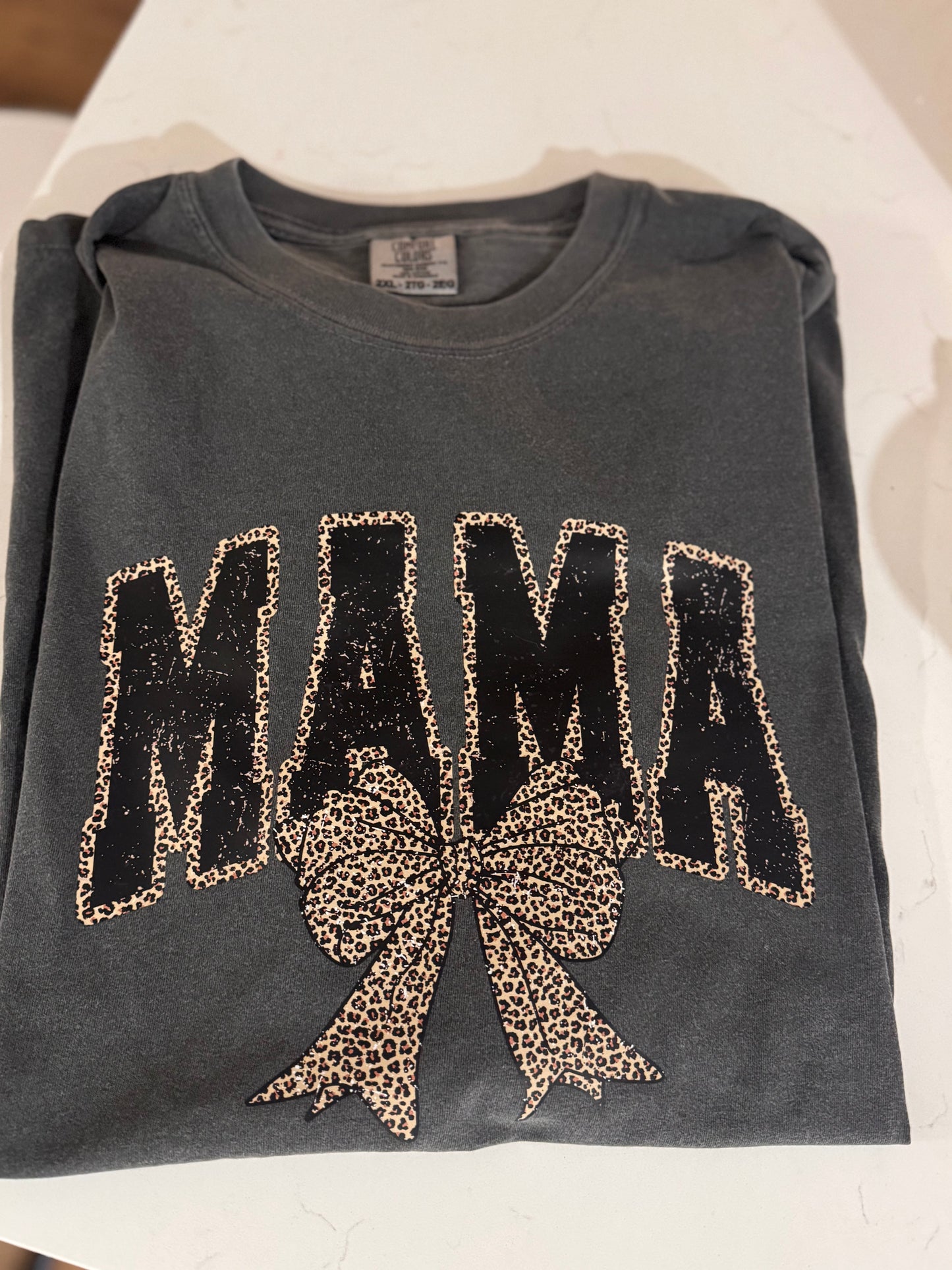 MAMA animal print bow sweatshirt crew gildan