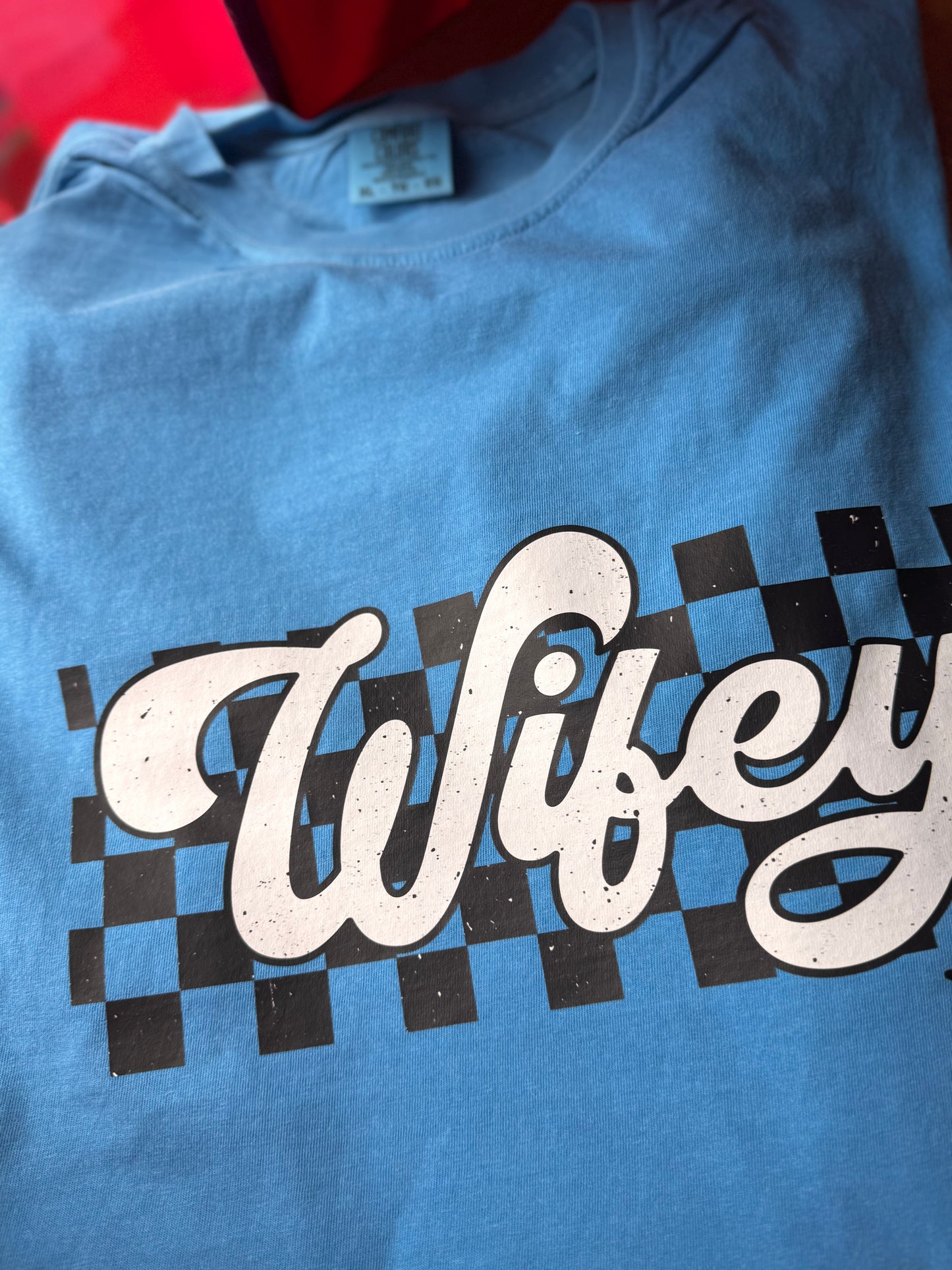 Wifey Comfort Colors Retro Checkered
