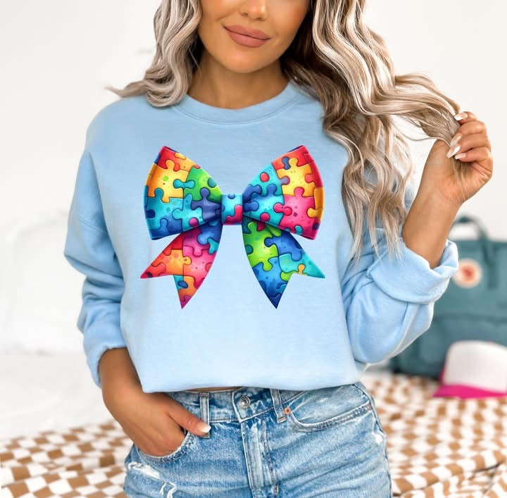 Autism awareness bow short sleeve