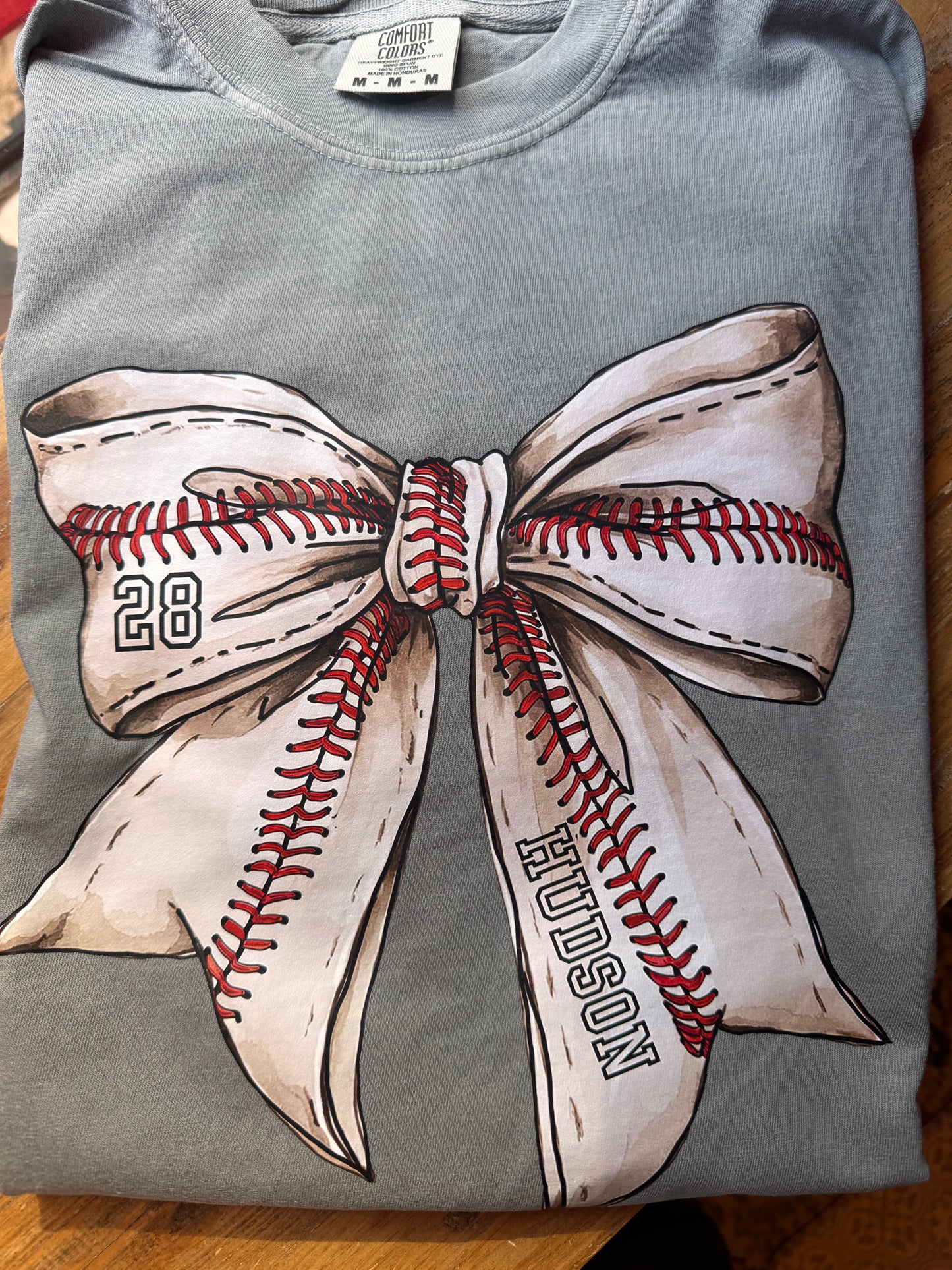 Big Baseball bow with custom name and number in bow