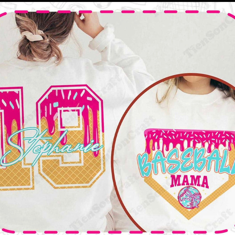 Baseball MAMA Dripping with custom name / number