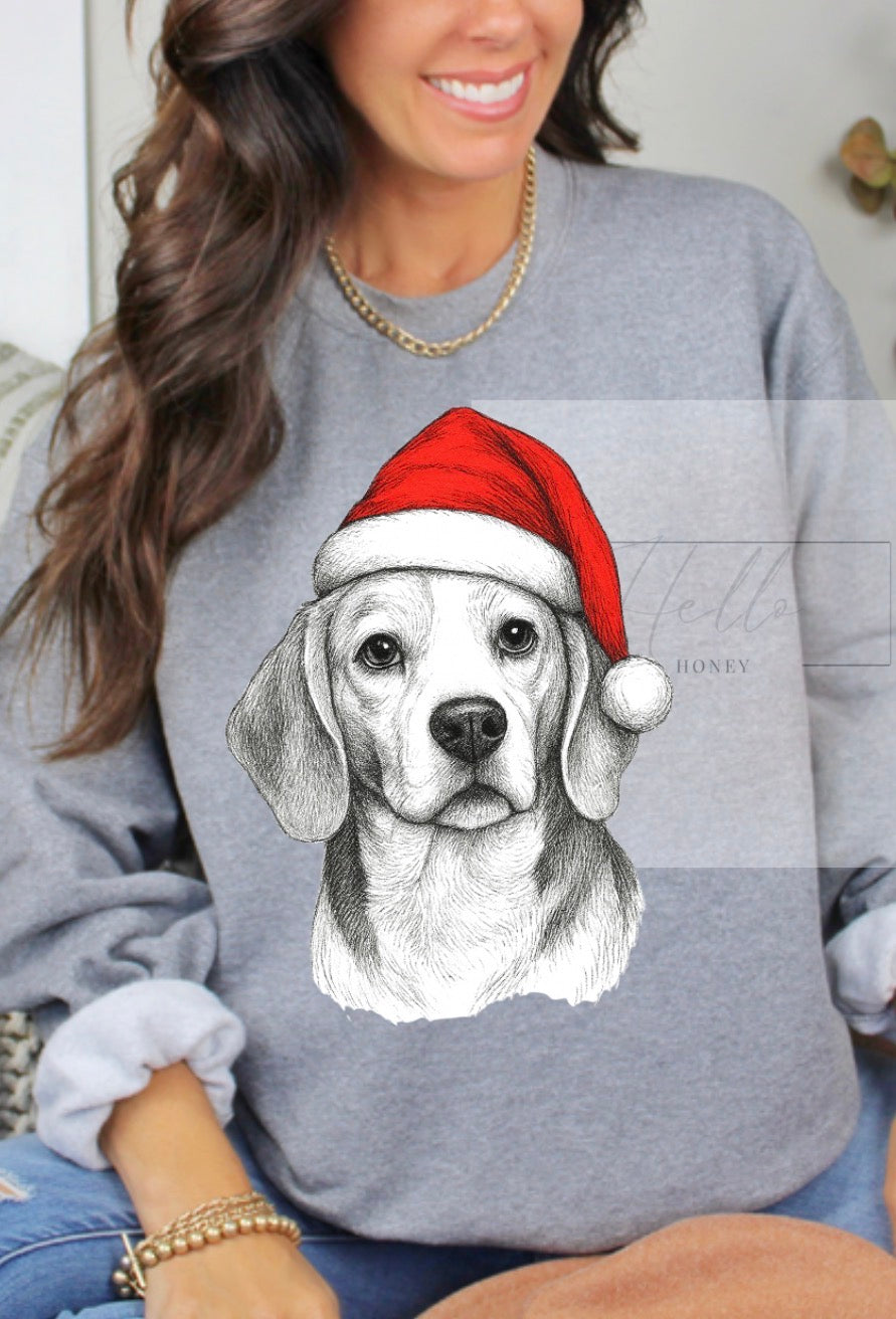 Custom Dog Photo Christmas Sweatshirt or T Shirt β Personalized Pet Face in Santa Hat