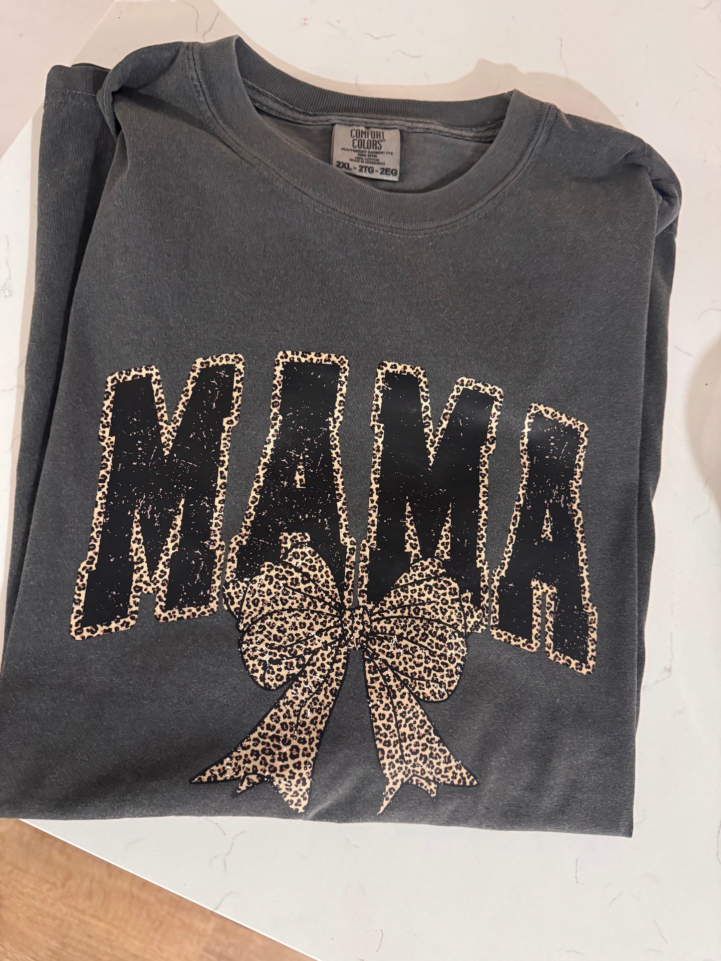 MAMA animal print bow sweatshirt crew gildan