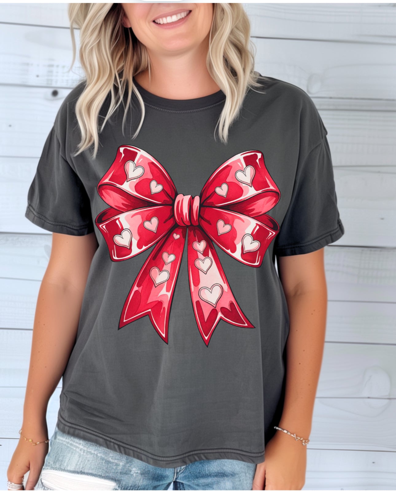Kids Red big heart bow