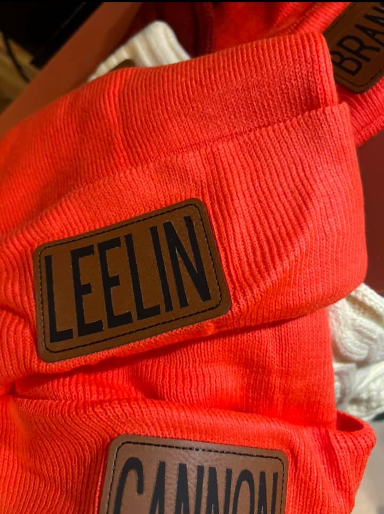 Leather patch toboggans