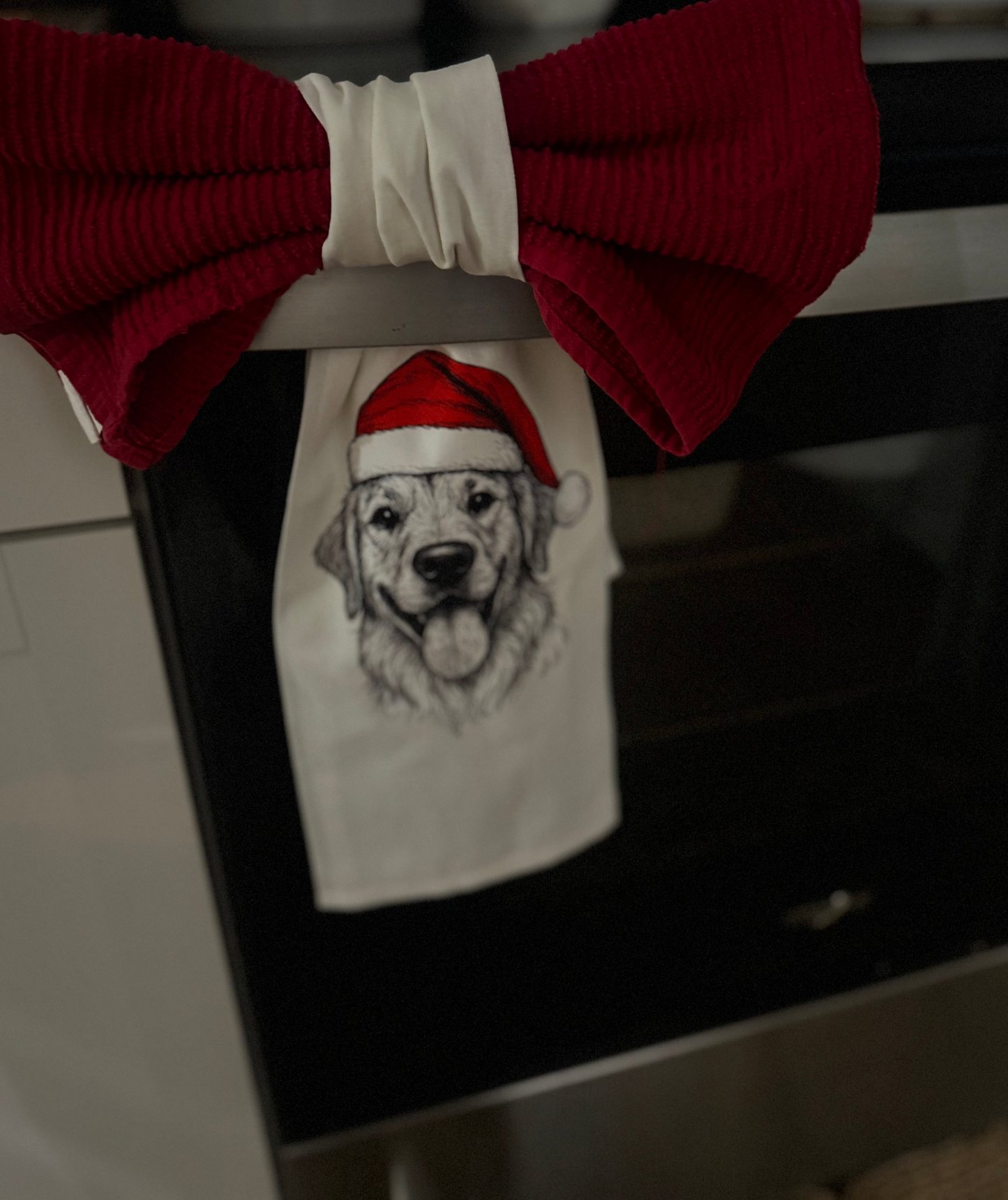 Santa Hat Custom Dog Tea Towel