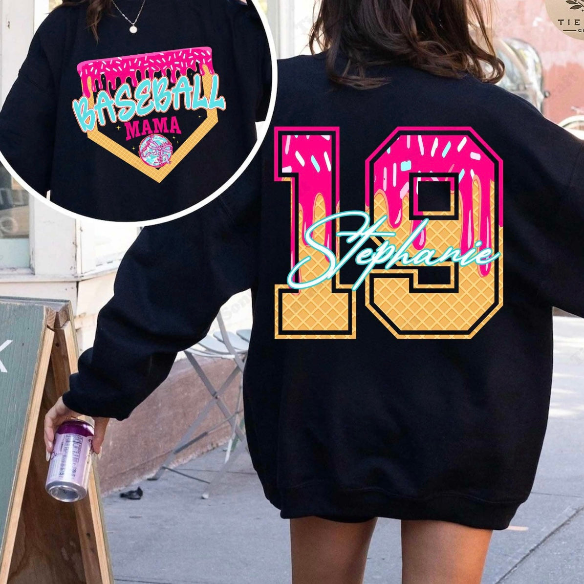 Baseball MAMA Dripping with custom name / number