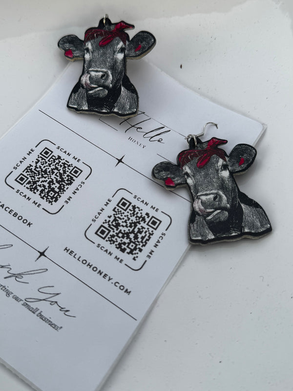 Christmas cow earrings