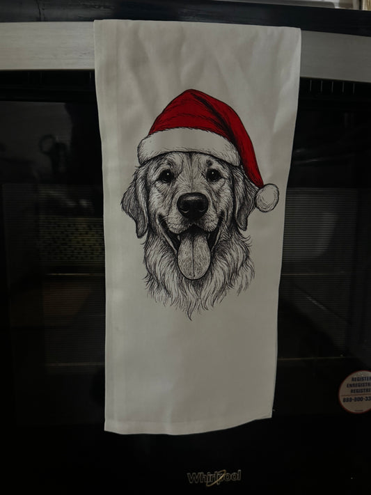 Santa Hat Custom Dog Tea Towel