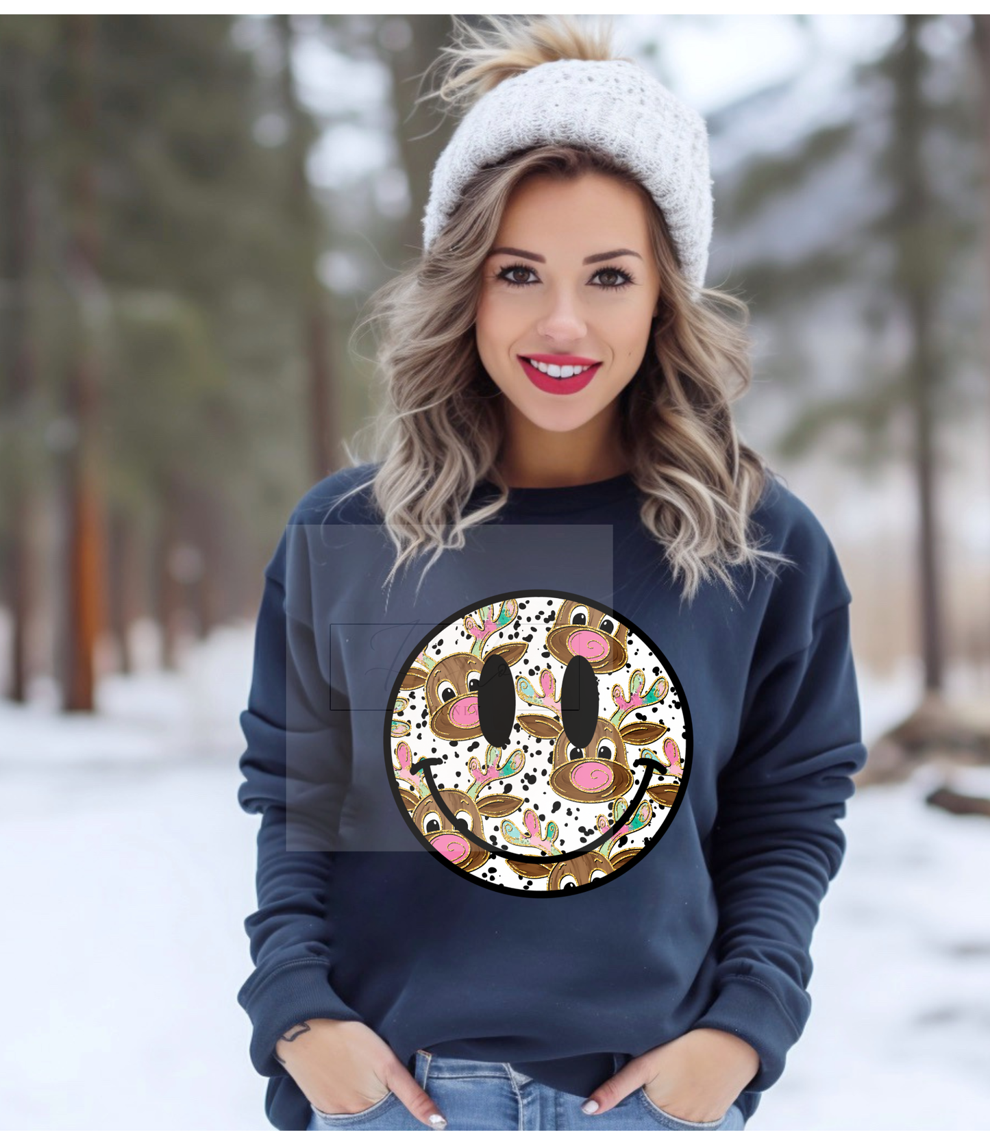 Reindeer Smiley Christmas Face