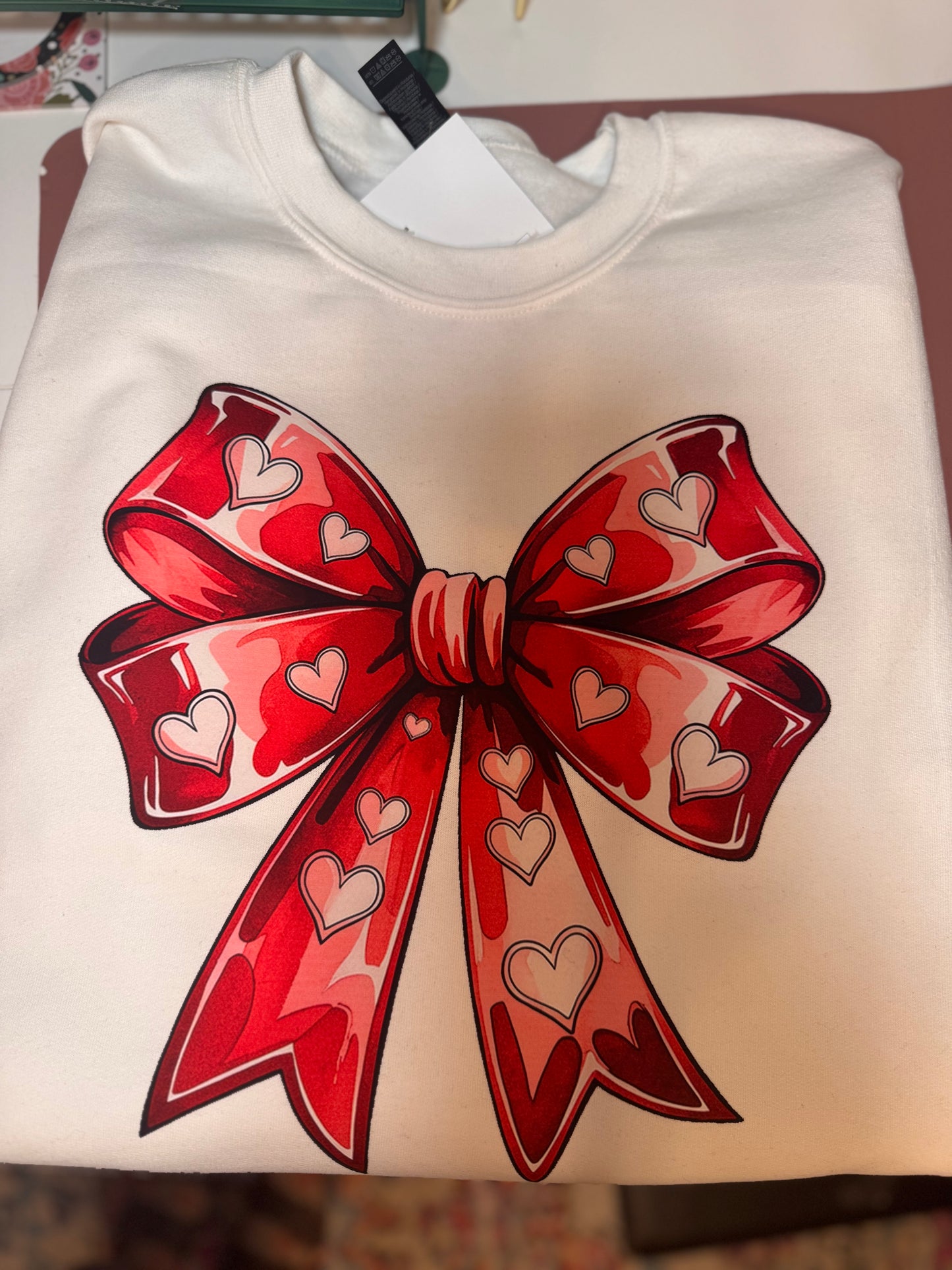 Red big heart bow