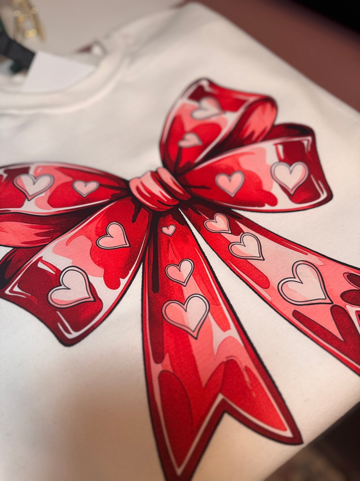 Red big heart bow