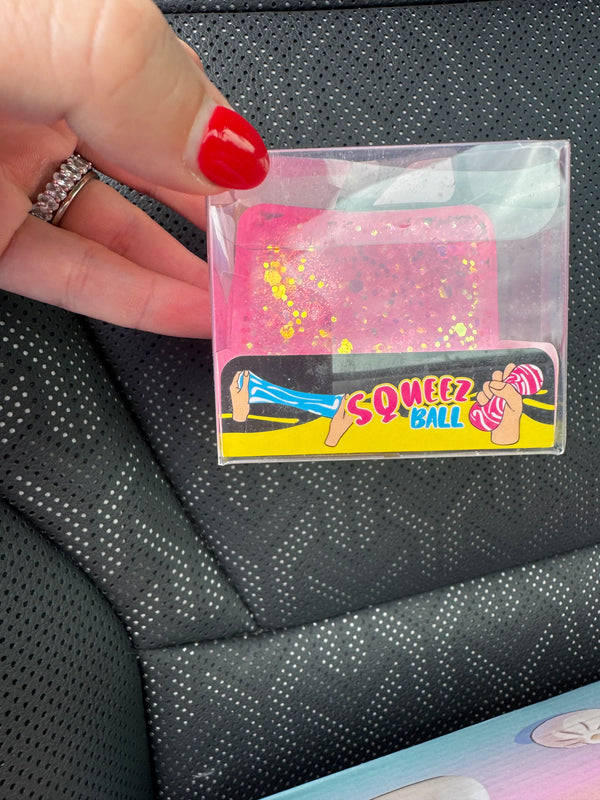 Squishy ball cube pink glitter