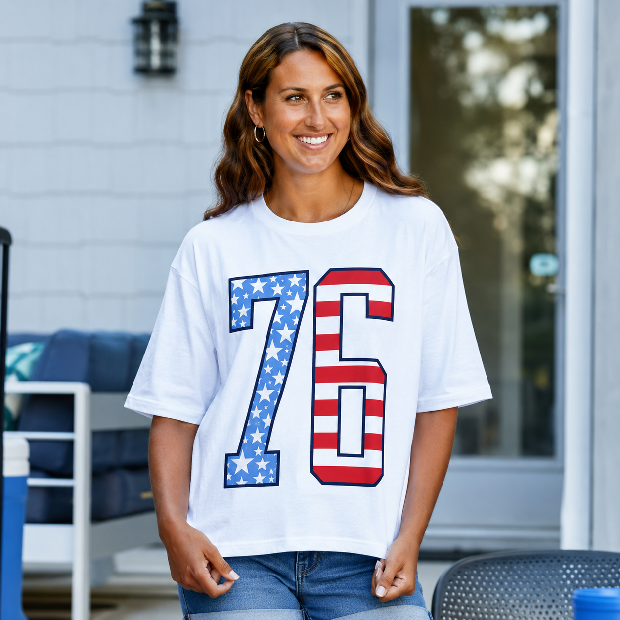 Red White and Blue 76 July 4th Shirt, Tank or Crop top