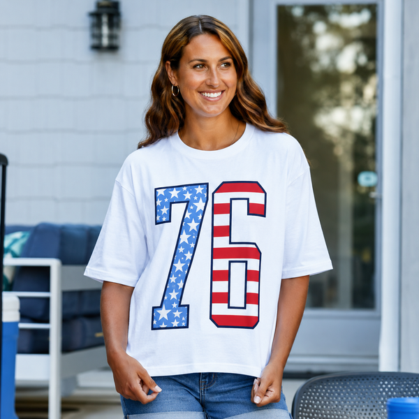 Red White and Blue 76 July 4th Shirt, Tank or Crop top