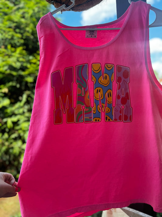 Comfort Colors Neon Pink Mama tank top