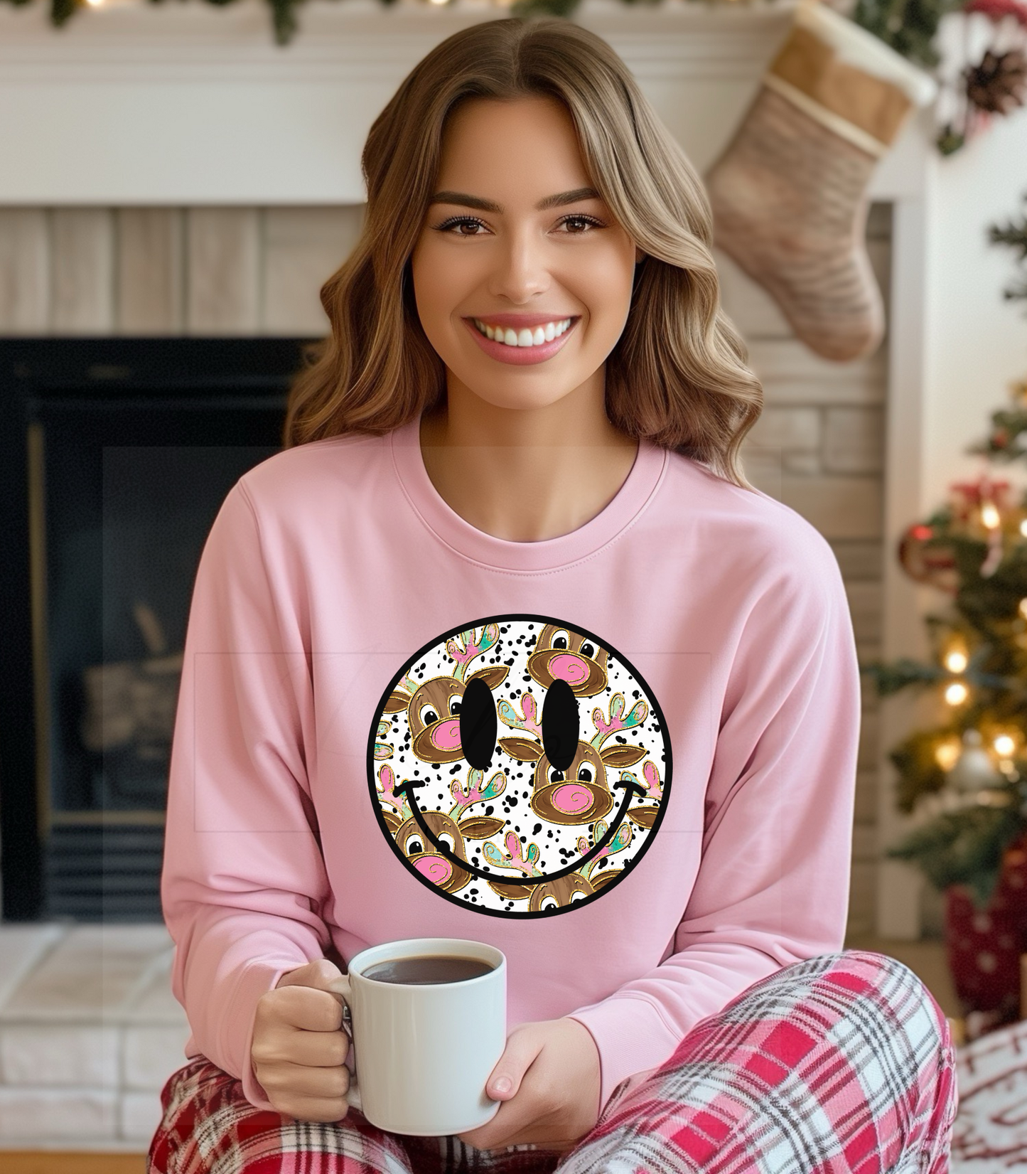 Reindeer Smiley Christmas Face