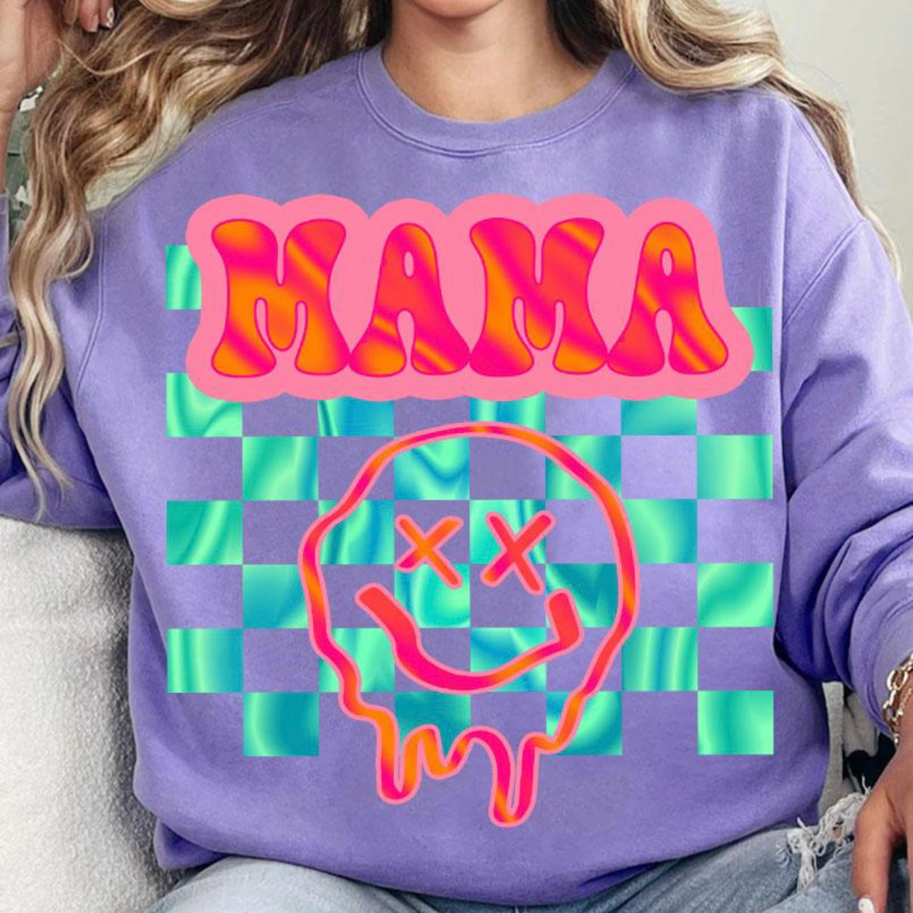 Mama Color:blue 🎉Mama Blue / Green Retro🎉comfort Colors – Hello Honey-336