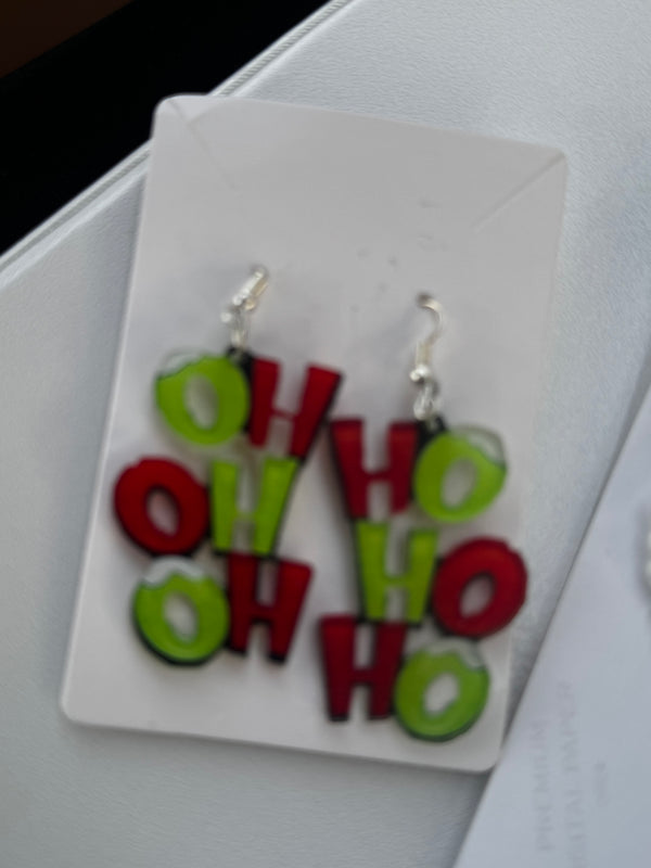 Ho ho ho grinch earrings