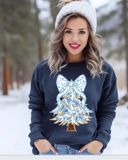 Blue Cozy Christmas Tree sweatshirt